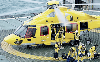 Crew Change on Offshore Helideck